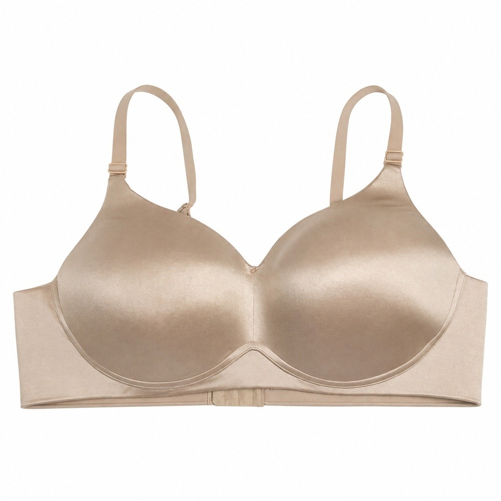 Cacique 44C Bra Lightly Lined Full Figure Coverage No Wire Wireless Beige Nude